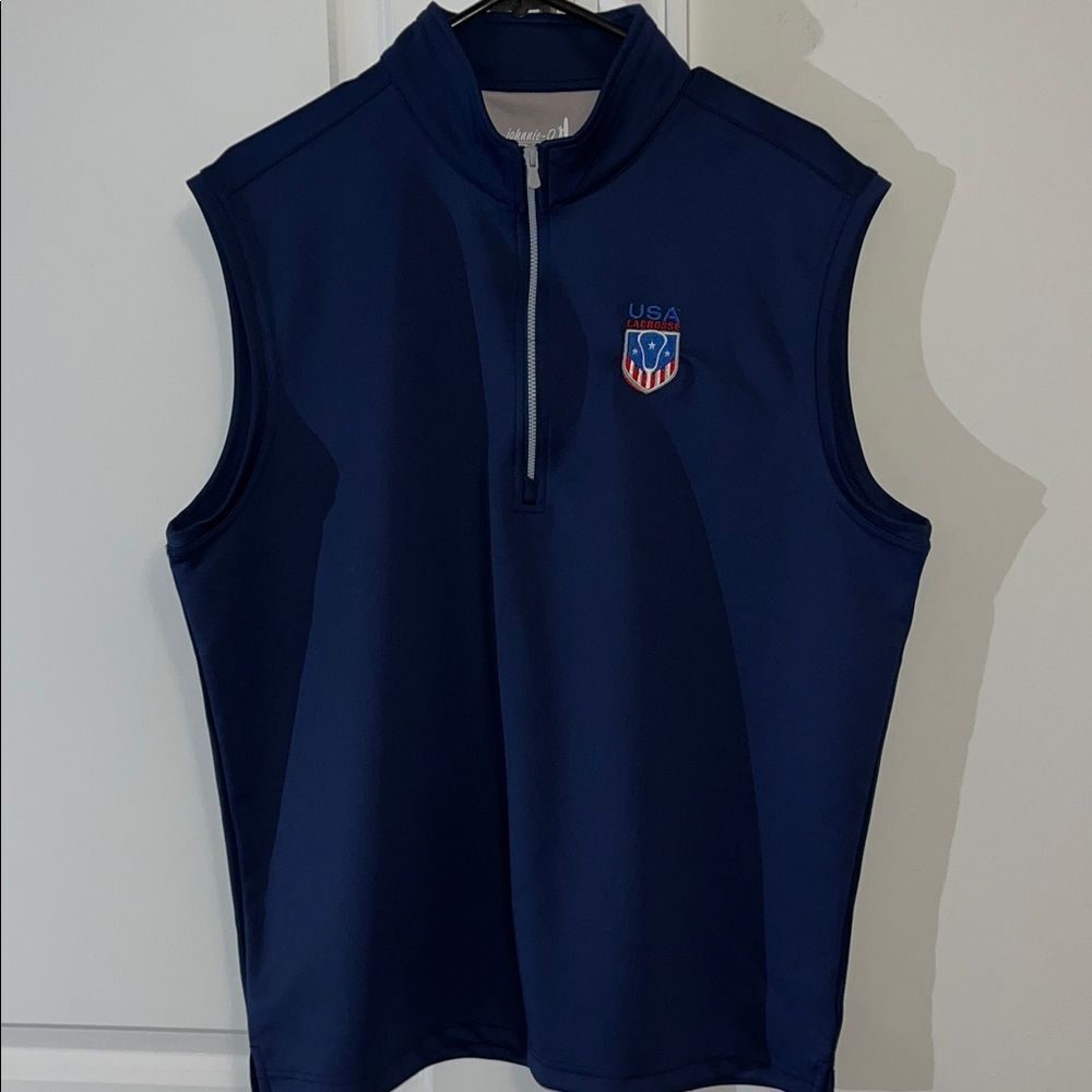 Johnnie-O Duffy $148 model golf outdoor Pullover vest M Team USA Lacrosse LAX